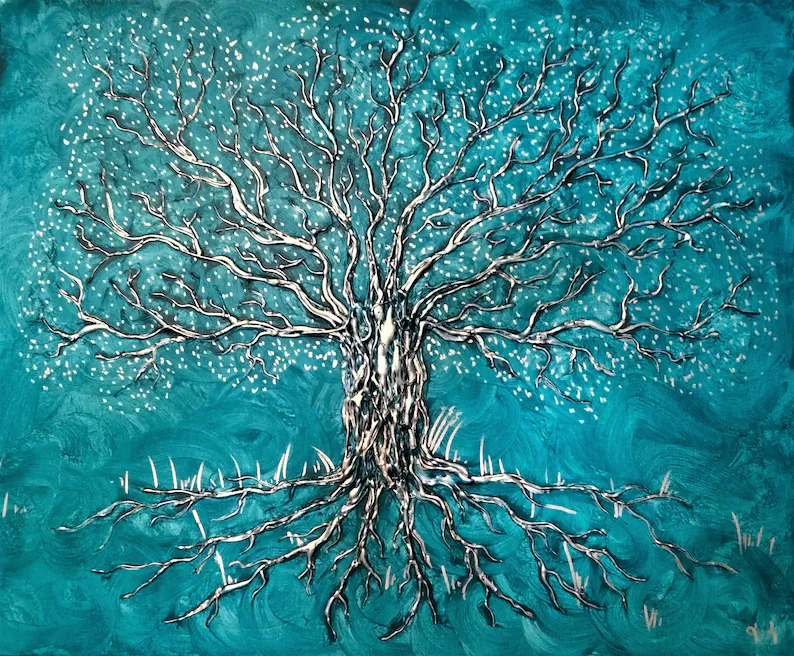 Tableau en relief, décoration murale en relief, 'Arbre de vie'