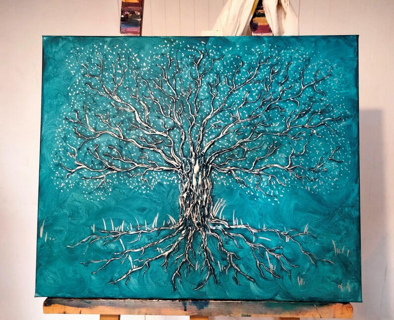 Tableau en relief, décoration murale en relief, 'Arbre de vie'