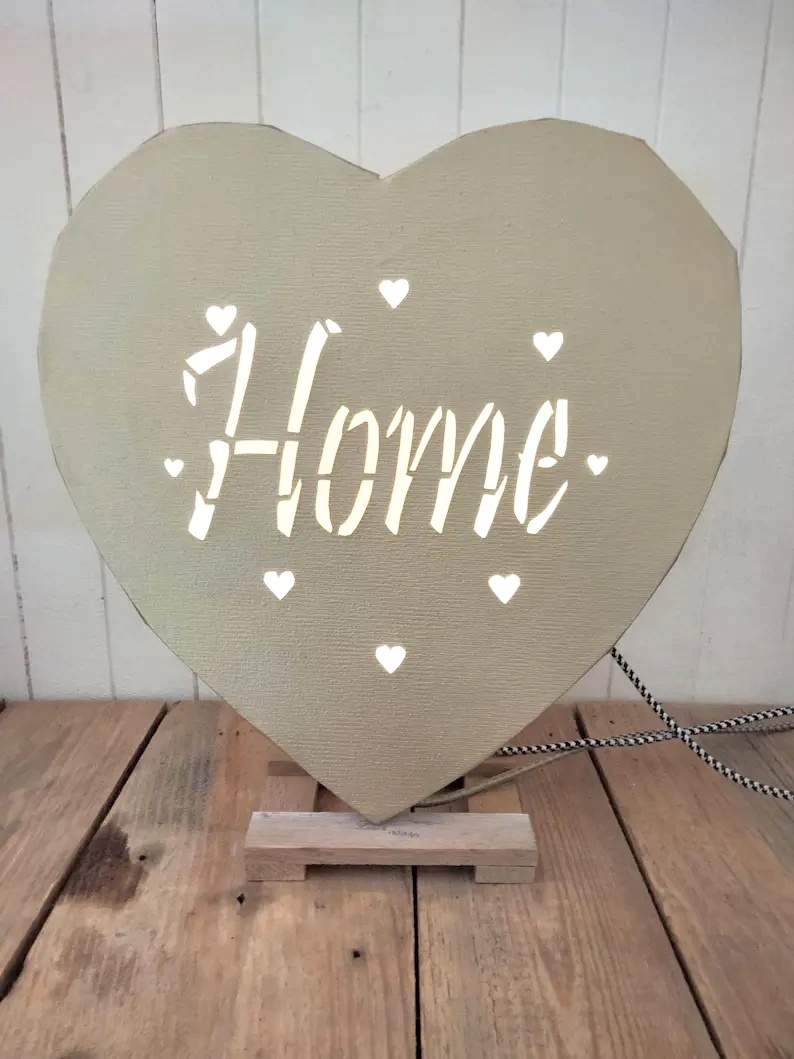 Tableau en forme de coeur avec LED, Home, décoration murale