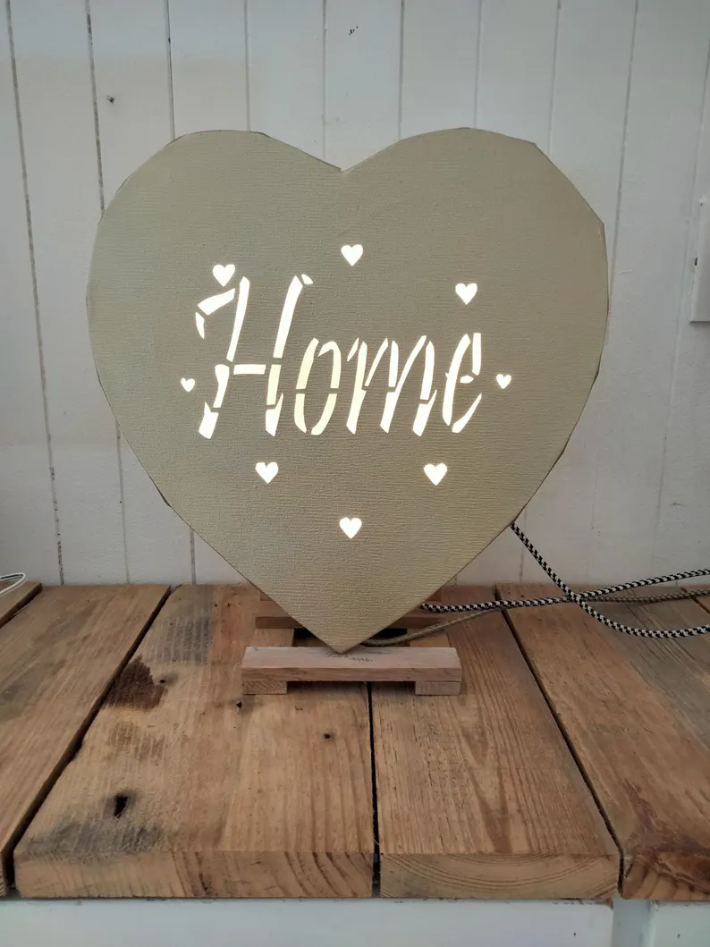 Tableau en forme de coeur avec LED, Home, décoration murale