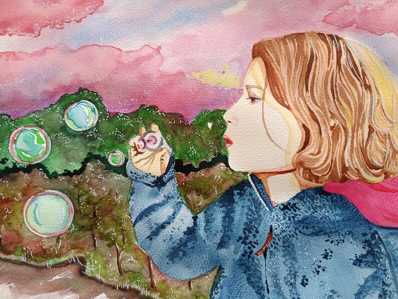 Aquarelle ethnique femme indienne Abdhisarika