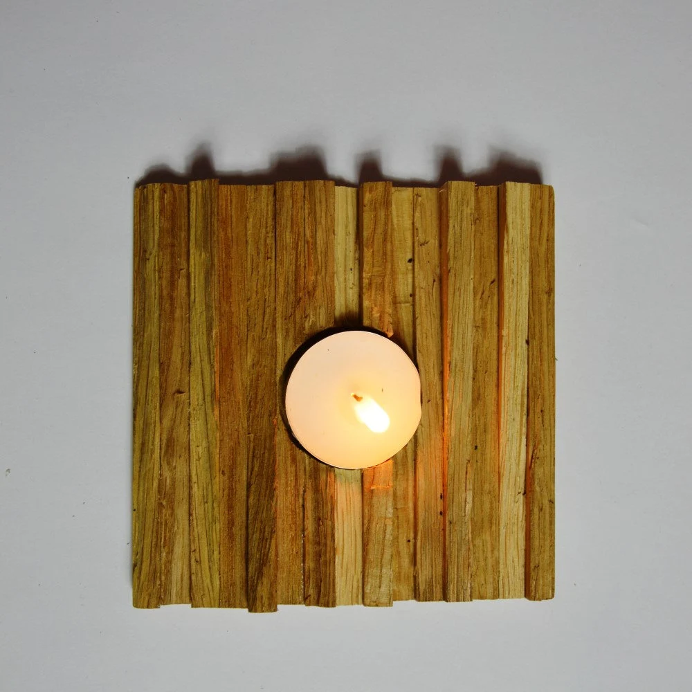 Myxaim // Lot de 3 porte bougies en bois recyclé